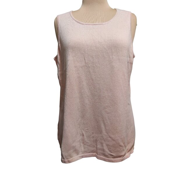 Belle by Kim Gravel Pink Metallic Knit Tank Top L Sleeveless Shimmer Stretch QVC - Picture 1 of 12